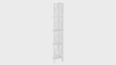 Transitional White Wood Corner Etagere Bookcase, 61.5"H