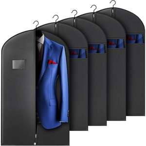 5 Pack 40-inch Black Garment Bags, Hanging Suit Covers with Transparent Window for Travel - 1 of 4