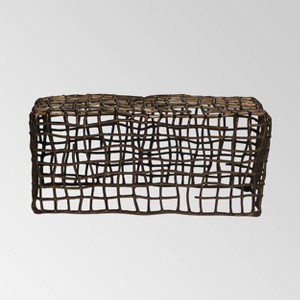 Engel Contemporary Bench Brass - Christopher Knight Home: Metal Frame, Geometric Pattern, No Assembly Required - 1 of 4