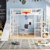 Okak Full/Twin Size Metal Loft Bed with Desk & Basketball Hoop,Space-Saving Loft Beds with Slide and Staircase,Sturdy Loft Bed for Kids,Teens - 3 of 4