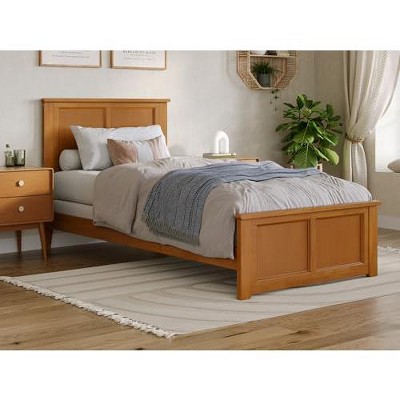 AFI Furnishings Madison Twin XL Foundation Bed with Matching Footboard, Light Toffee