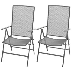 vidaXL Stackable Patio Chairs 2 Pcs, Outdoor Stack Chair with Metal Frame, Outdoor Dining Chair - 1 of 4