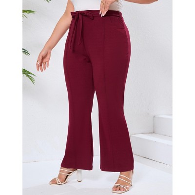 Womens Plus Size Tie Front Stratchy Business Casual Pants