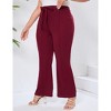 Womens Plus Size Flare Pants with Belt Fashion Outfits Pockets Spring Fall Pants Slim Business Casual Work Pants Wine Red 4XL - 3 of 4
