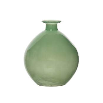VIP Glass 5.51 in. Green Rounded Bud Vase