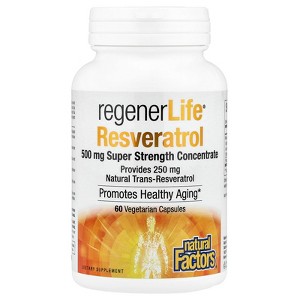 Natural Factors RegenerLife® Resveratrol, 500 mg, 60 Vegetarian Capsules - 1 of 3