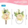 Unique Bargains Fabric Artificial Wedding Rose Flowers Wrist Corsage and Boutonnieres 2 Pcs - 2 of 4