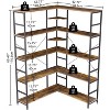 5 Tier Industrial Corner Bookshelf, L Shape Heavy Duty Metal Frame with Storage for Bedroom, Living Room, Home Office - 3 of 4