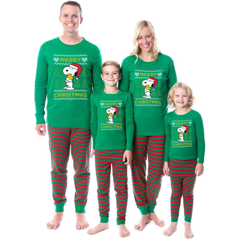 Peanuts Christmas Ugly Sweater Tight Fit Cotton Family Pajama Set, 1 of 5