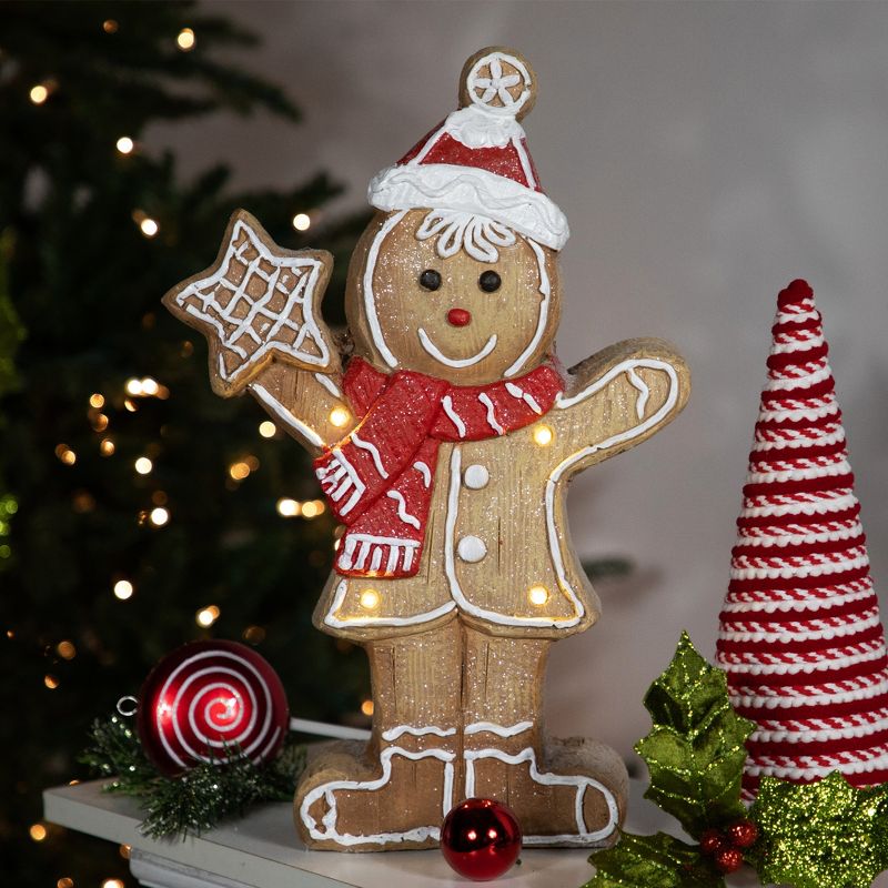 Northlight 15.5" LED Lighted Gingerbread Boy with Star Christmas Figurine, 4 of 8
