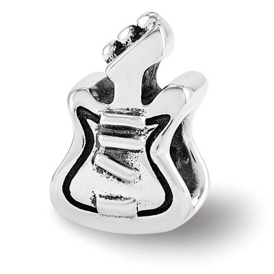 Black Bow Jewelry Guitar Bead Charm in Antiqued Sterling Silver