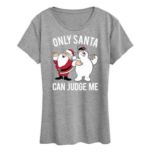 Women's - Frosty The Snowman - Christmas Only Santa Can Judge Me Short Sleeve Graphic T-Shirt - 1 of 4
