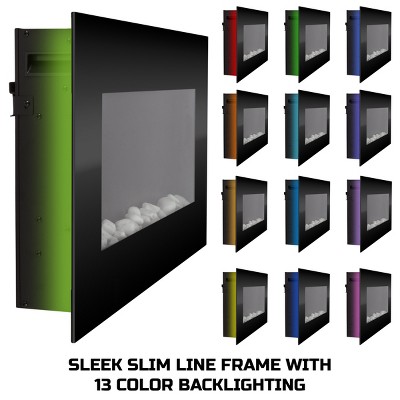 Black 34-Inch Wall Mounted Electric Fireplace with Remote and Backlight