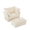 NicBex Couches for Living Room Single Deep Seat Sofa Couch Corduroy Slip-covered Armchair with Footstool and Big Toss Pillows, Cream - 3 of 4