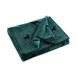 50"x60" Buddy The Dog Reversible Throw Blanket Green - Eddie Bauer: Seasonal Plush Fleece, Machine Washable, Cozy for Travel & Pets - 1 of 4