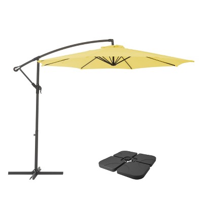 9.5' UV Resistant Offset Cantilever Patio Umbrella with Base Weights - CorLiving
