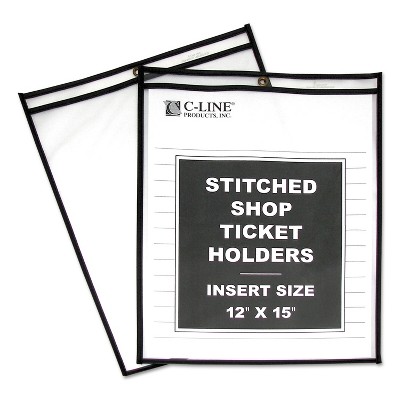 C-Line Stitched Shop Ticket Holders Both-Side Clear 75-Sheet - 12" x 15" - Case of 25