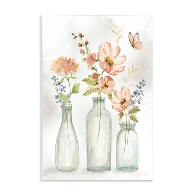 Stupell Industries Butterfly & Pink Florals, 13" x 19"