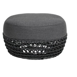Willow 25" Round Upholstered Woven Patio Ottoman - 1 of 1