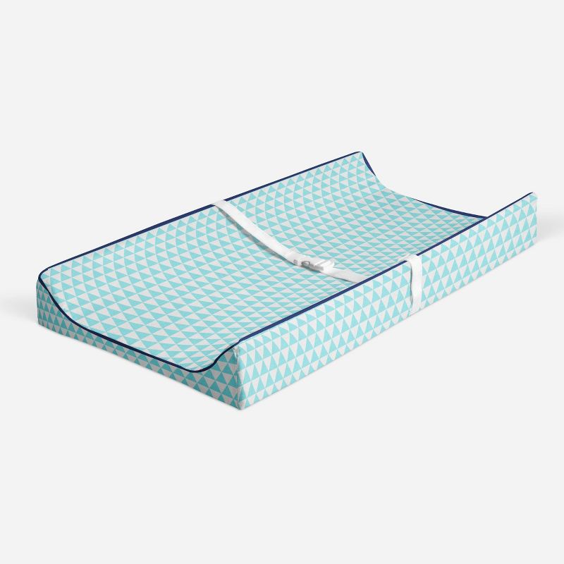 Bacati - Liam Aqua Triangles Quilted Muslin Changing Pad Cover, 2 of 10