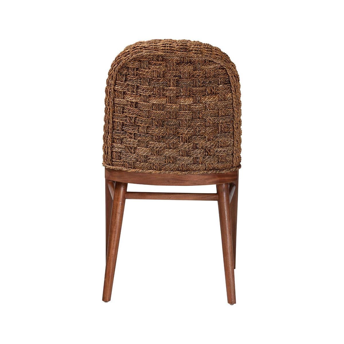 bali & pari Denver Acacia Wood and Seagrass Dining Chair White/Walnut Brown: Bohemian Style, Foam Padded - thumbnail 5