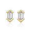 Guili Chic Sterling Silver 14k Gold Plated Mini Cubic Zirconia Baguette Geometric Stud Earrings for a Sleek and Elegant Look in White and Gold - 2 of 2