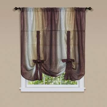 GoodGram Royal Ombre Crushed Semi Sheer Tie Up Single Window Curtain Shade