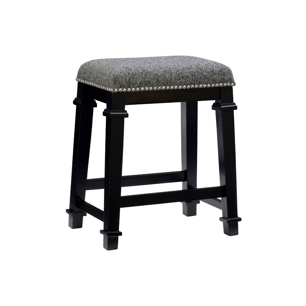 Kenedy Black and White Tweed Backless Counter Height Barstool Black/White - Linon