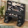 USIKEY Large Vanity Desk with LED Lighted Mirror & Power Outlet,Makeup Vanity Table with 7 Drawers,4 Shelves and 5 Hooks,Vanity Table for Bedroom - 3 of 4