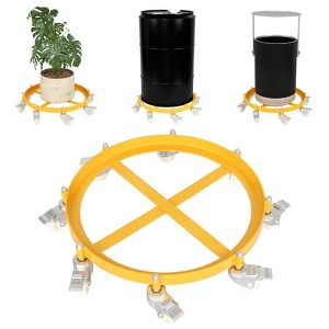 55 Gallon Drum Dolly – Heavy Duty 2,000 LBS Capacity Barrel Dolly with Steel Frame, 8 Swivel Casters, Non-Tipping Hand Truck with Brake - 1 of 4