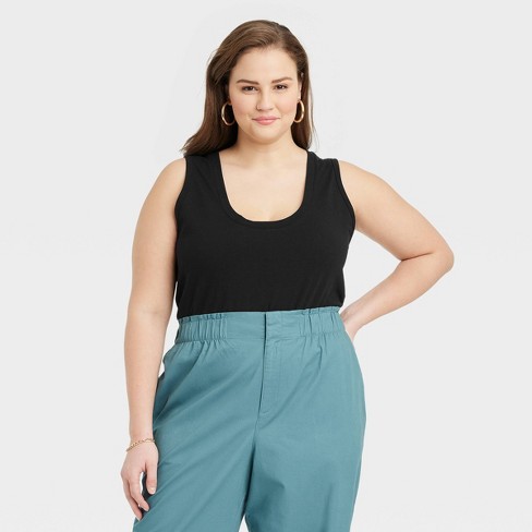 Teal blue Plus Size Solid Basic Flowy Sleeveless Long Tank Tunic