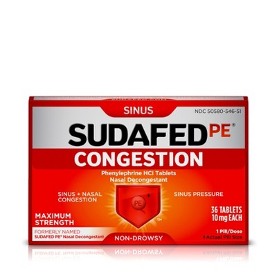 Sudafed PE Maximum Strength Congestion & Sinus Pressure Relief Tablets ...