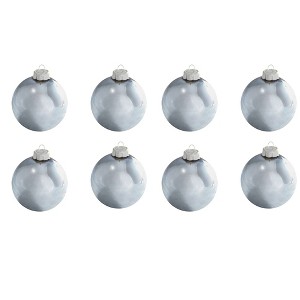 Northlight Shiny Glass Christmas Ball Ornaments - 3.25" (80mm) - Sky Blue - 8ct - 1 of 3