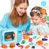 Skirfy Kids Microwave Kitchen Play Set with Light and Sound for Kids with Fake Food Pretend Play, Great Learning Gifts for Ages 3-5, Pink - 4 of 4