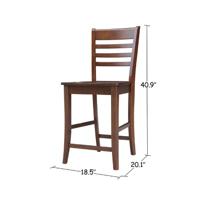 Elegant Roma Solid Hardwood Counter Height Barstool in Espresso
