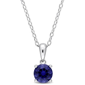 EVERLY JEWELRY | Sterling Silver Pendant with Created Gemstone – Multiple Stone Options - 1 of 4