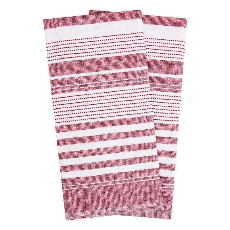 T-fal Dual Terry Stripe Kitchen Towel, 2 Piece Set, 1 of 5
