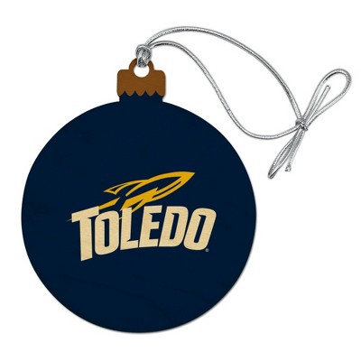 University of Toledo Rockets Logo Wood Christmas Tree Holiday Ornament
