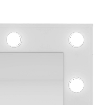 Olivia White Engineered Wood Vanity Table with Lighted Mirror
