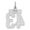 Black Bow Jewelry Sterling Silver, Athletic Collection, Small Polished Number 43 Pendant - 3 of 4