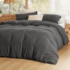 100% Muslin Cotton Duvet Cover Ultra-Soft Breathable & Lightweight Linen Like Gauze Comforter Cover Set with Button Closure and Corner Ties - 2 of 4