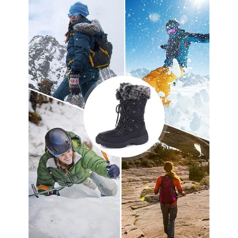 Women's Snow Boots, Women Waterproof Mid Calf, Anti-slip Outdoor Warm Duck Boot for Winter, 4 of 8