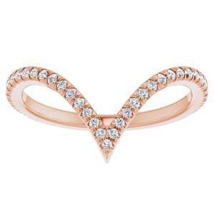 Pompeii3 1/4Ct Diamond V Shape Ring Contour Stackable Band in White, Yellow, or Rose Gold - 1 of 2