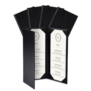 WeChef Restaurant Menu Covers 4.25x11" Trifold 3 View PU Leather with Angled Corners for Wine List Bar Hotel 5 Pack - 1 of 4