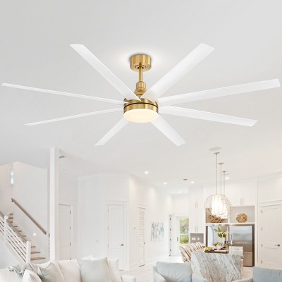 Airsurfer 72" Black Windmill Ceiling Fan with Color-Changing LED Light & Remote, 8 ABS Blades for Large Rooms, DC Motor, 7''&12'' Downdods