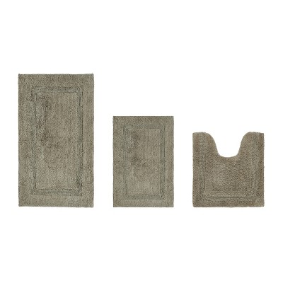 Lux Premium 100% Cotton  Ultra-Soft Tufted Solid Reversible 3 Piece Bath Rug Set, Water-Absorbent, Durable, Machine Washable Bathroom Rug