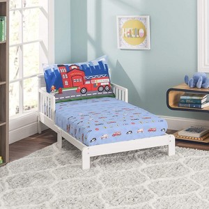 Everyday Kids 3-Piece Toddler Fitted Sheet, Flat Sheet and Pillowcase Set - Police, Fire and Rescue - Soft Breathable Microfiber Toddler Bed Sheets - 1 of 4