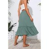 2025 Trendy High Waist Tiered Flowy Skirt for Women - Below Knee with Pockets A-02 Sage Green - 3 of 4