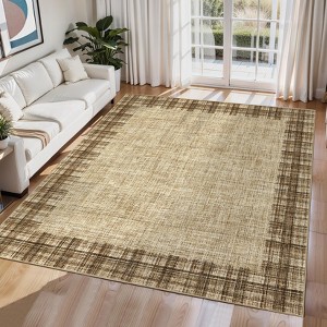 Washable Rugs for Living Room Modern Bordered Floor Mats with Non-Slip Backing - 1 of 4