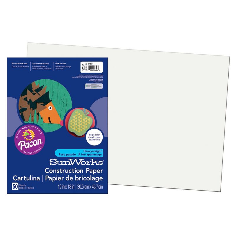 Prang Heavyweight Construction Paper, White, 12" x 18", 250 Sheets, 2 of 6